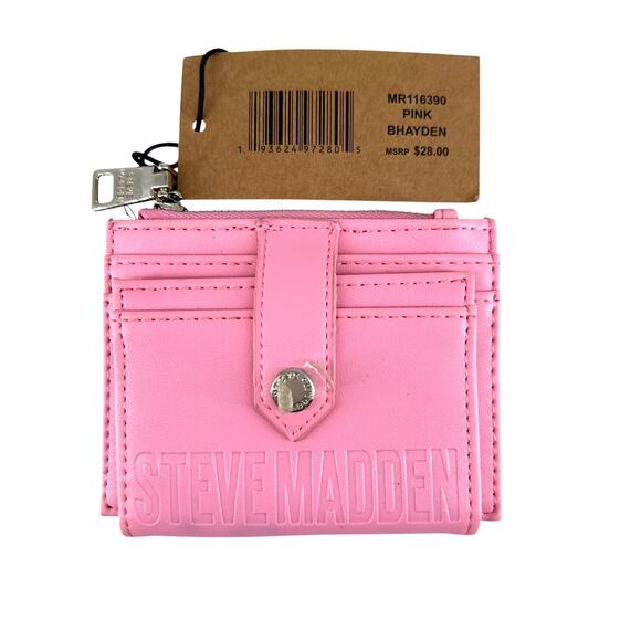 Steve Madden NWT Hayden Wallet pink Logo zipper pocket - Picture 1 of 7